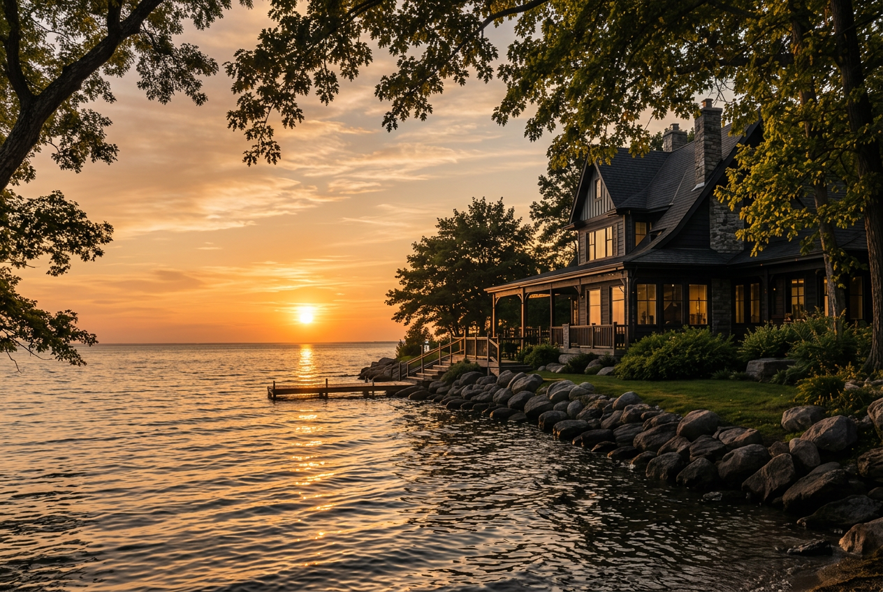 Waterfront home along the Lake Erie shoreline