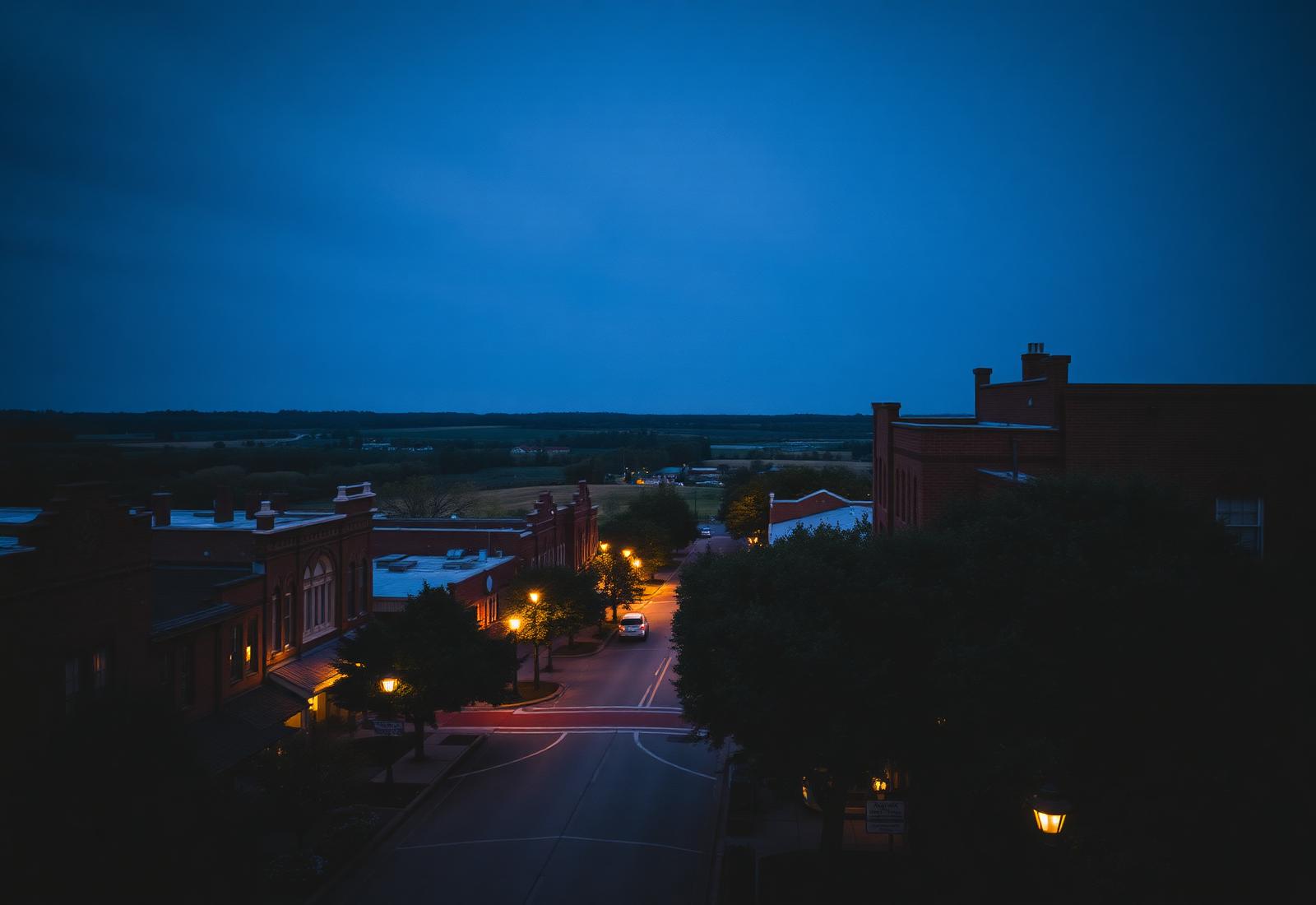Southern Ontario town at dusk